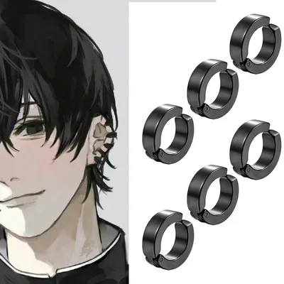 6pcs Anime Chainsaw Man Yoshida Hirofumi Cosplay Ear Clip Earrings Women Men Punk Black No Pierced Fake Ear Circle New 6pcs Anime Chainsaw Man Yoshida Hirofumi Cosplay Ear Clip Earrings Women Men Punk Black No Pierced Fake Ear Circle New
