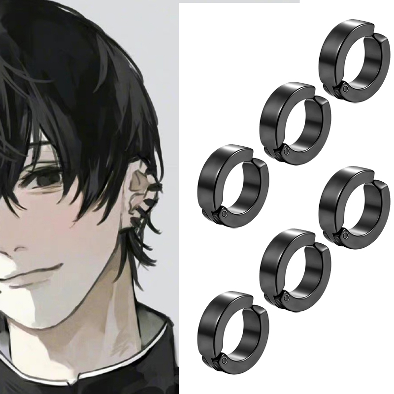 6pcs Anime Chainsaw Man Yoshida Hirofumi Cosplay Ear Clip Earrings Women Men Punk Black No Pierced Fake Ear Circle New 6pcs Anime Chainsaw Man Yoshida Hirofumi Cosplay Ear Clip Earrings Women Men Punk Black No Pierced Fake Ear Circle New