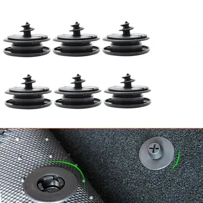 6pcs Car Mat Carpet Clips Fixing Grips Clamps Floor Holders Sleeves Premium Kit Anti Skid Fastener Retainer Car