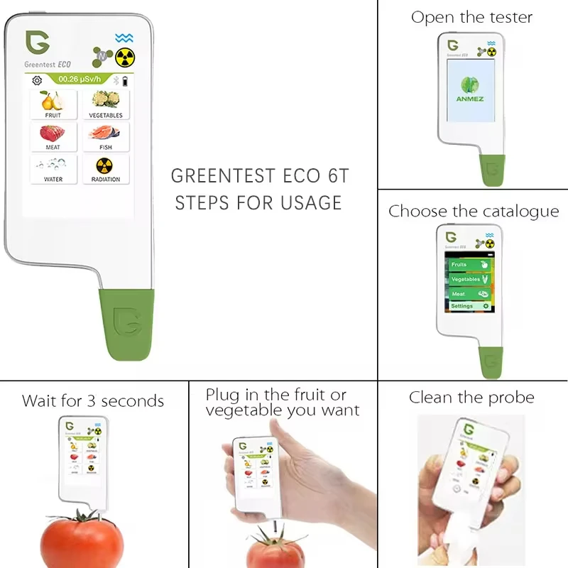 6T Food Safety Detector Food Nitrate Tester Fruits and Vegetables Meat Radiation Nitrate Detection Health Care