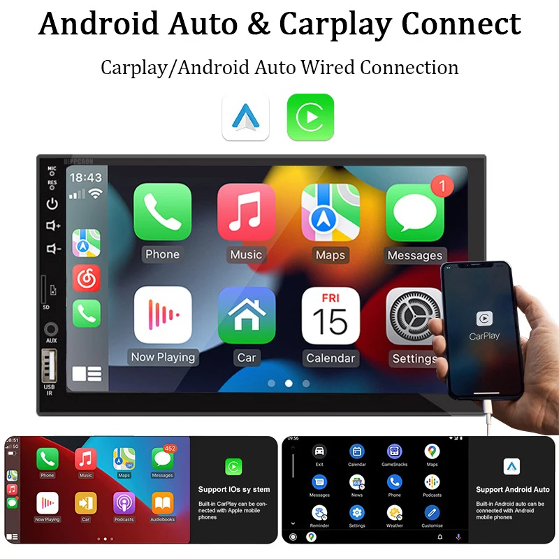 7“ Car Radio 1 Din Carplay Android Auto Multimedia Player HD Touch Screen FM AUX Input Bluetooth MirrorLink Universal 7“ Car Radio 1 Din Carplay Android Auto Multimedia Player HD Touch Screen FM AUX Input Bluetooth MirrorLink Universal