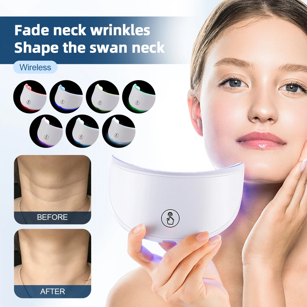 7 Colors Led Facial Mask With Neck Red Light Therapy Mask For Skin Tightening Lifting Anti-aging Bio-Light Beauty