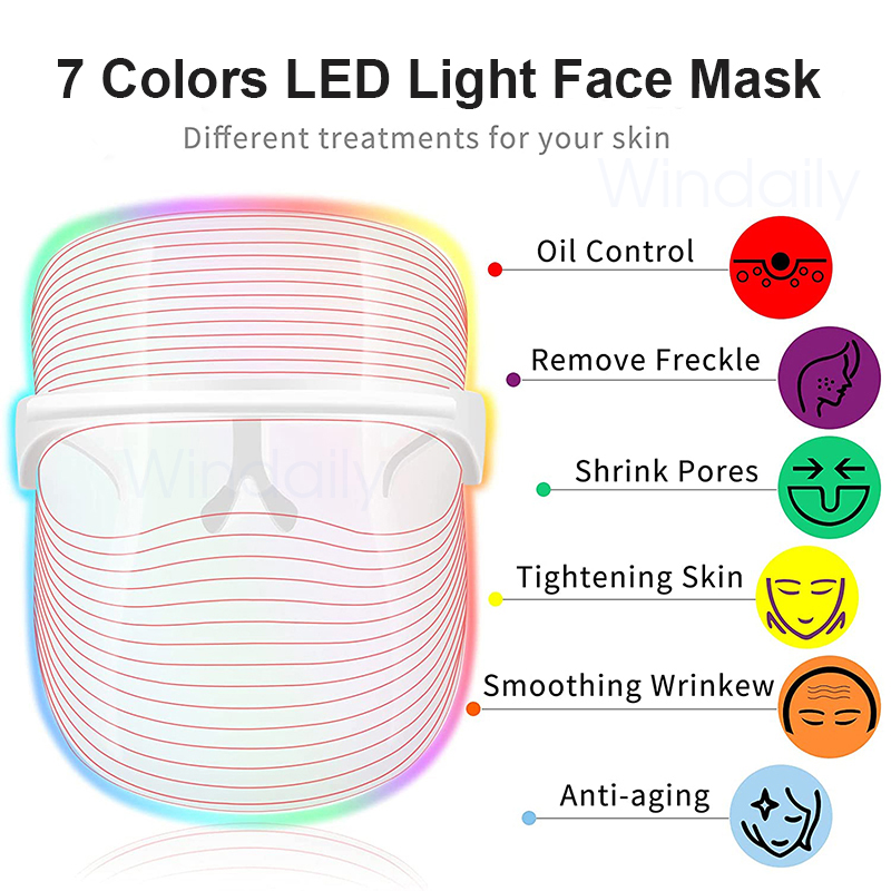 7 Colors LED Light Therapy Facial Mask Photon Anti Aging Anti Wrinkle Rejuvenation Wireless Face Mask Skin Care Beatuy