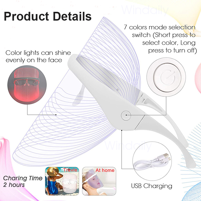 7 Colors LED Light Therapy Facial Mask Photon Anti Aging Anti Wrinkle Rejuvenation Wireless Face Mask Skin Care Beatuy