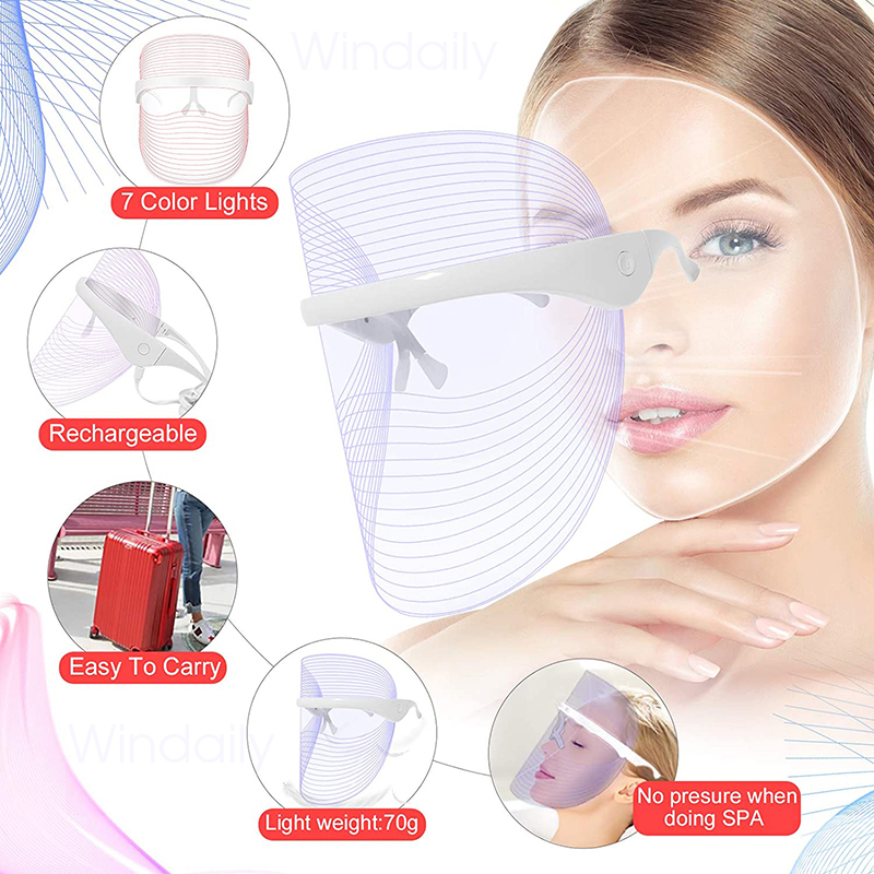 7 Colors LED Light Therapy Facial Mask Photon Anti Aging Anti Wrinkle Rejuvenation Wireless Face Mask Skin Care Beatuy