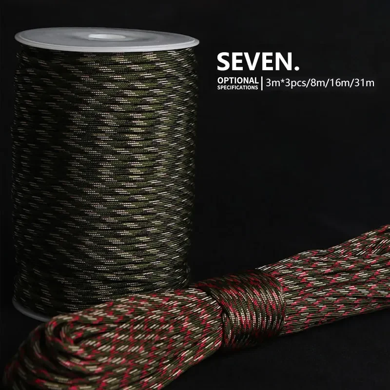 7 Cores 550 Paracord Cord For Outdoor Camping Survival Lanyard Parachute Rope Hiking Tent Accessories 7 Cores 550 Paracord Cord For Outdoor Camping Survival Lanyard Parachute Rope Hiking Tent Accessories