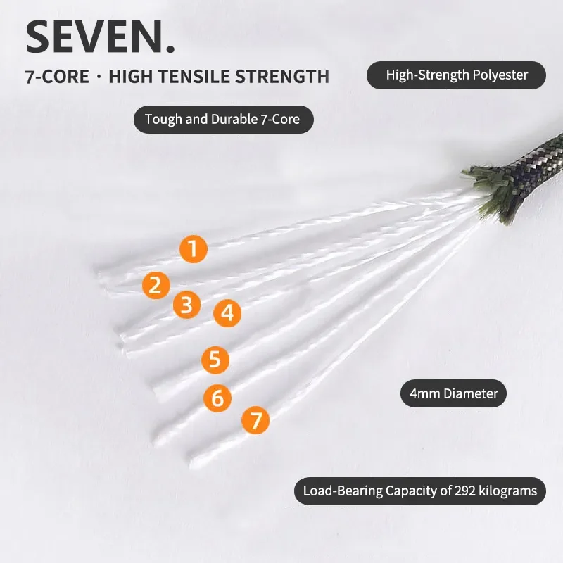 7 Cores 550 Paracord Cord For Outdoor Camping Survival Lanyard Parachute Rope Hiking Tent Accessories 7 Cores 550 Paracord Cord For Outdoor Camping Survival Lanyard Parachute Rope Hiking Tent Accessories