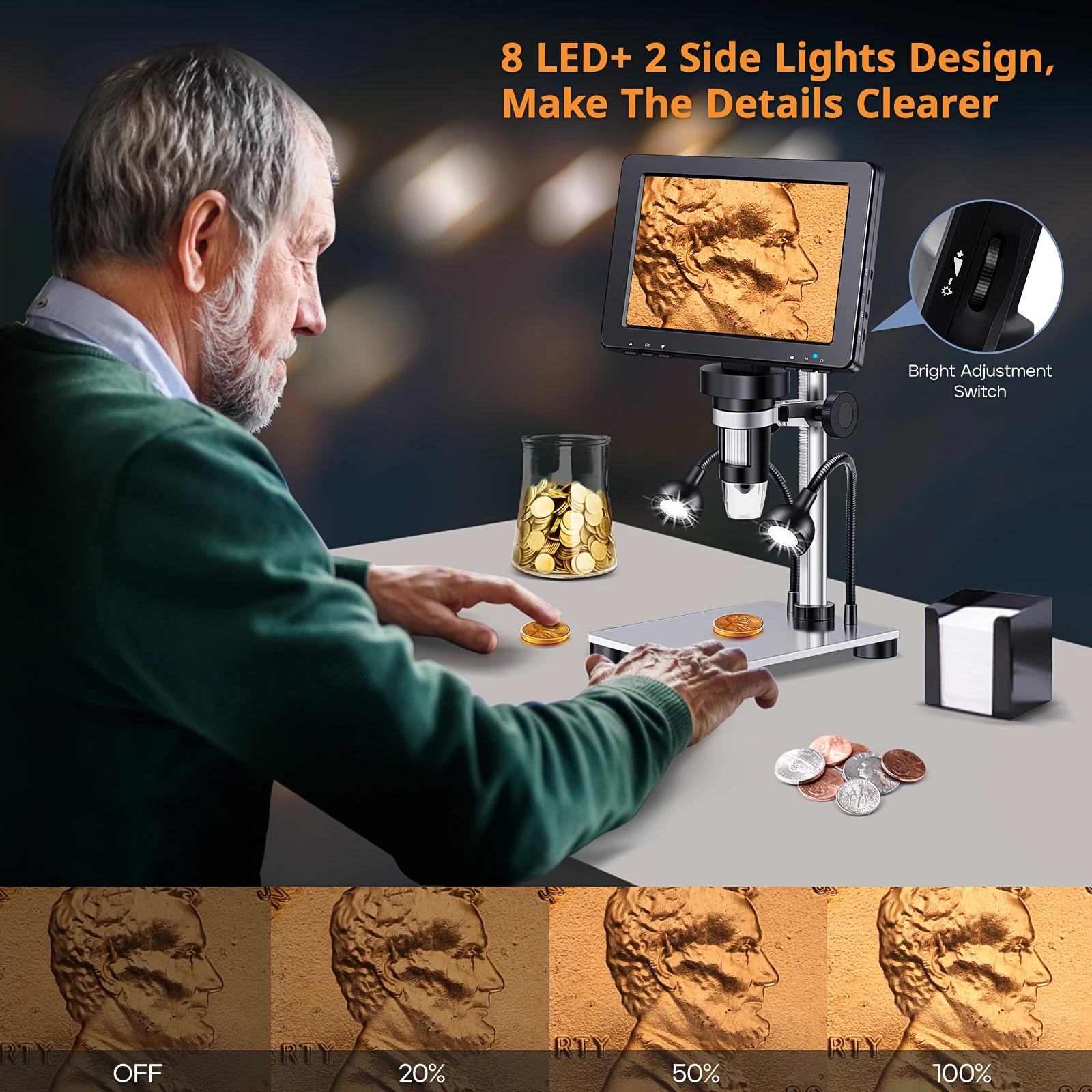 7'' Digital Microscope 1500X Zoom 12MP HD Electronic Microscopes Camera Magnifier for Soldering Phone Repair Microscope 7'' Digital Microscope 1500X Zoom 12MP HD Electronic Microscopes Camera Magnifier for Soldering Phone Repair Microscope