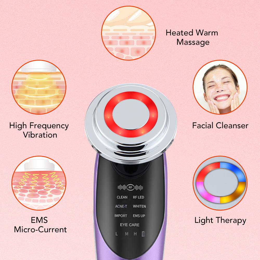 7 in 1 Face Lift Microcurrent Skin Rejuvenation Facial Massager Light Therapy Anti Aging Wrinkle Beauty Apparatus