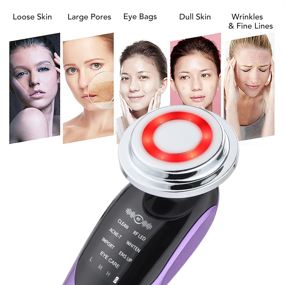 7 in 1 Face Lift Microcurrent Skin Rejuvenation Facial Massager Light Therapy Anti Aging Wrinkle Beauty Apparatus