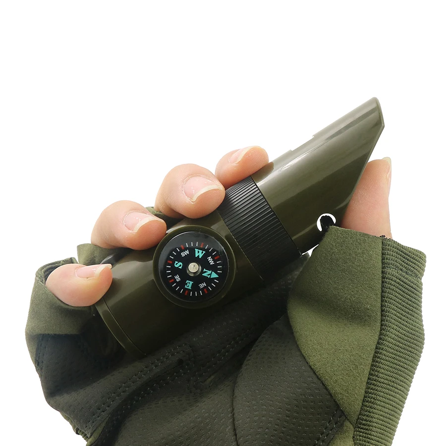 7-in-1 Multi-Function Portable Survival Whistle, High-strength Compass Magnifying Glass Signal Mirror Thermometer 7-in-1 Multi-Function Portable Survival Whistle, High-strength Compass Magnifying Glass Signal Mirror Thermometer