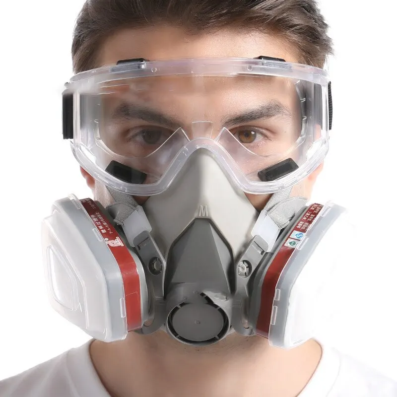 7 in 1 Original 6200 Respirator Reusable Half Face Cover Gas Mask with Cotton Filter Goggles for Painting Spray