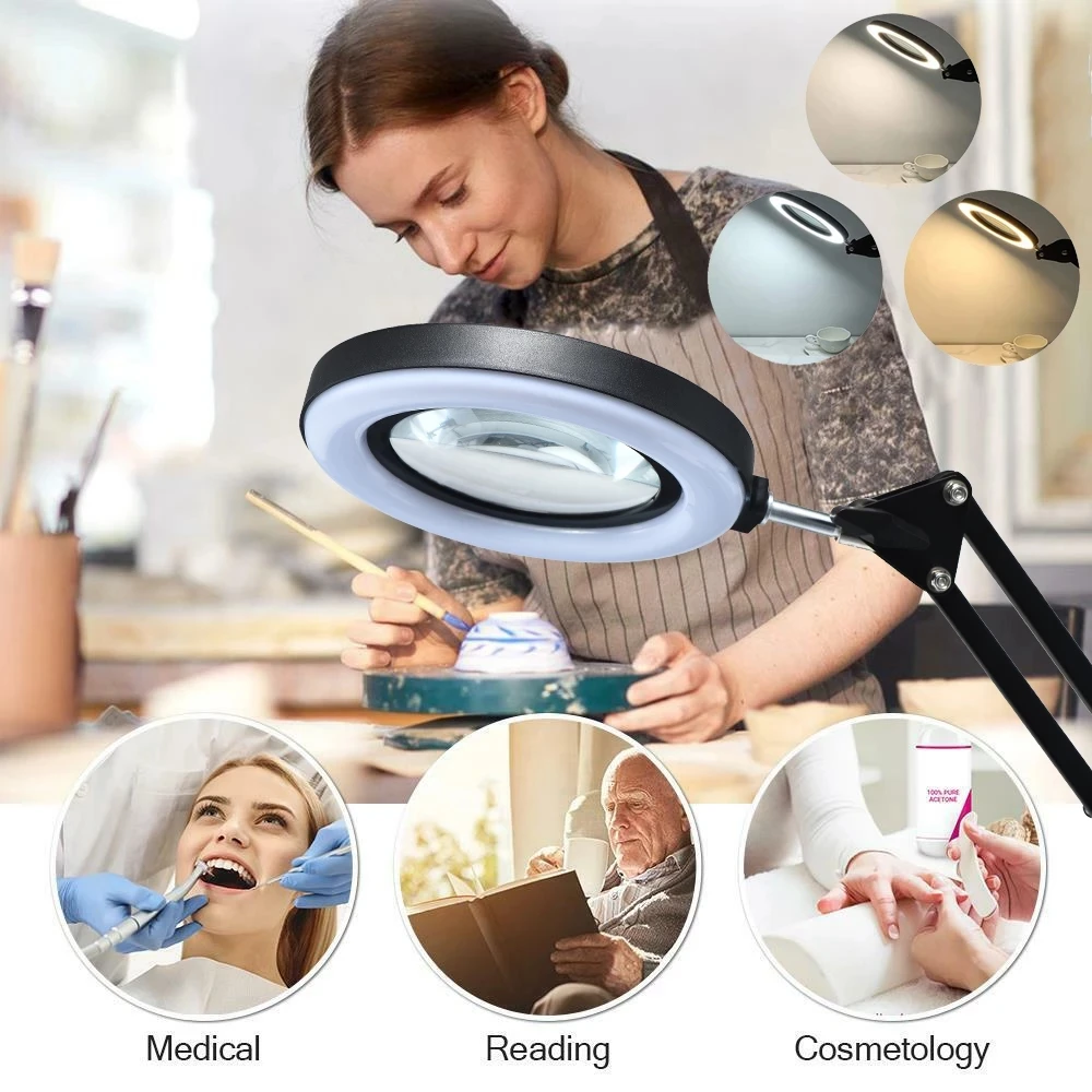 72LED 8X/10X Illuminated Magnifier USB 3 Colors LED Magnifying Glass for Soldering Iron Repair/Table Lamp/Skincare 72LED 8X/10X Illuminated Magnifier USB 3 Colors LED Magnifying Glass for Soldering Iron Repair/Table Lamp/Skincare