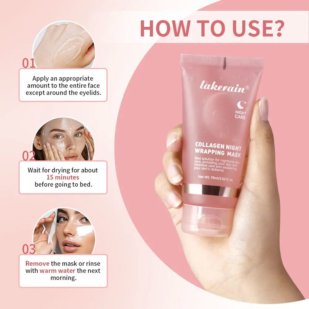 75ml Collagen Overnight Wrapping Peel Off Facial Mask Korean Collagen Night Wrapping Mask Deeply Hydrates Night Care