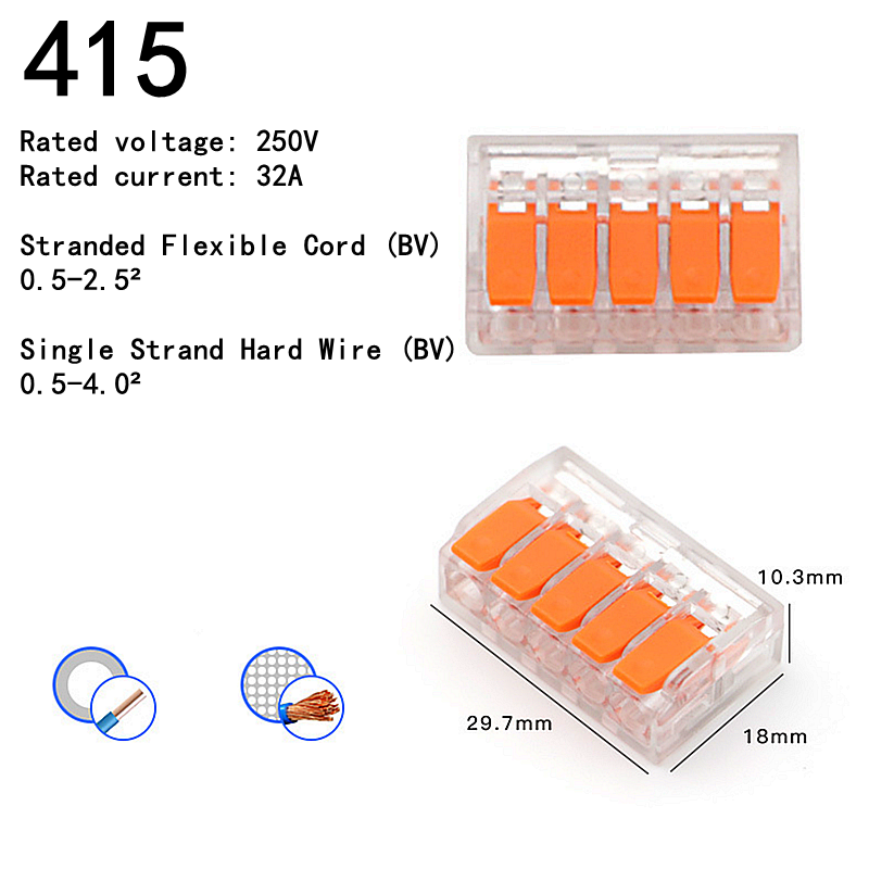 75Pcs Box Electrical Lever Wire Connectors 2 Port 3 Port 5 Port Electric Cable Clamp Mini Quick Wire Terminal Connector