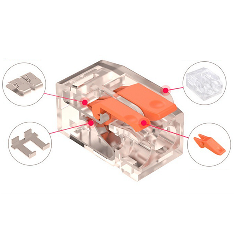 75Pcs Box Electrical Lever Wire Connectors 2 Port 3 Port 5 Port Electric Cable Clamp Mini Quick Wire Terminal Connector
