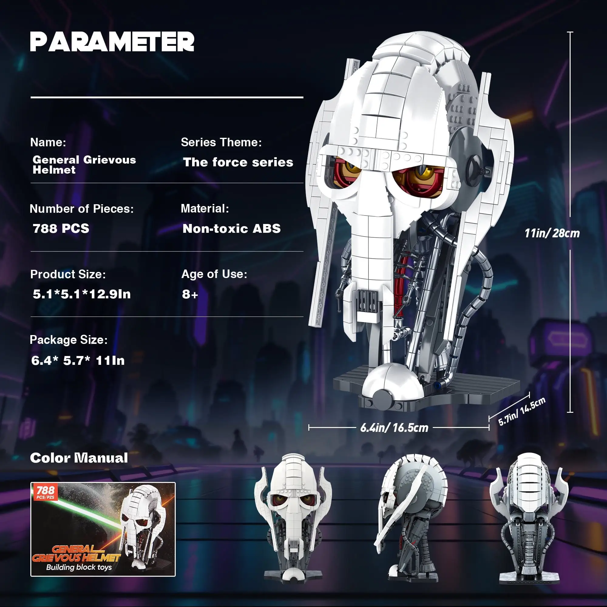 788pcs Idea General Grievous Helmet Building Blocks Bricks Model Helmet Collection Assembling Toys for Children Adults