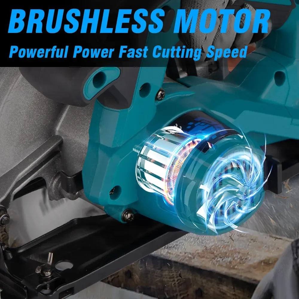 7Inch Brushless Electric Circular Saw Adjustable Angle With 3 Blade Cordless Multifunctional Cutting Tool For Makita