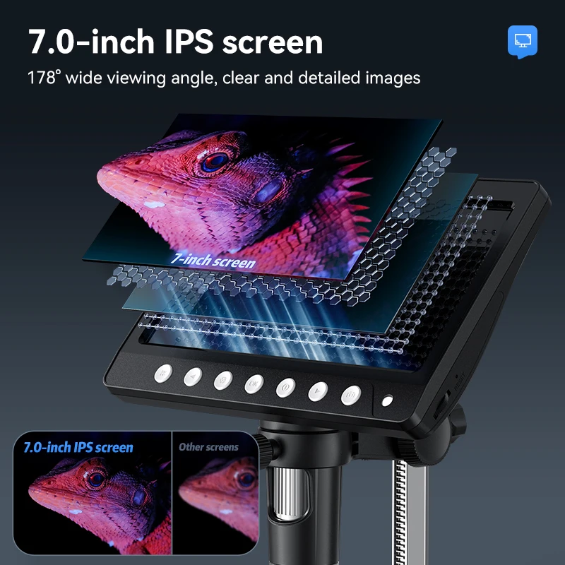 7Inch IPS Digital Coin Microscope 5MP 1200X Ultra-Precise Focusing Camera 1080P Video Microscope 8 LED Lights for Coin