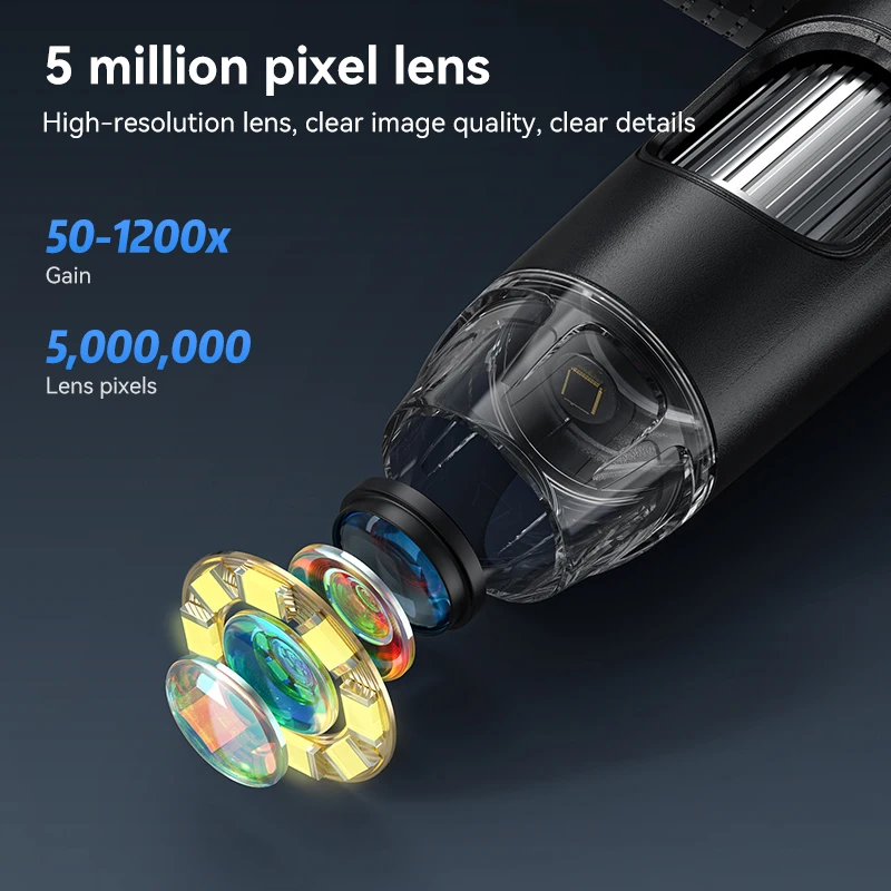 7Inch IPS Digital Coin Microscope 5MP 1200X Ultra-Precise Focusing Camera 1080P Video Microscope 8 LED Lights for Coin