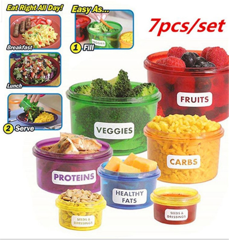 7pcs Food Containers Meal Portion Prep