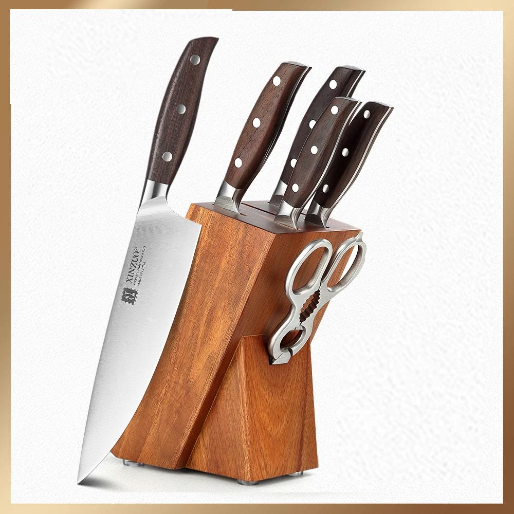 7PCS Kitchen Knife Set Forged German 1.4116 Stainless Steel Sharp Chef Santoku Paring Cleaver Kitchen Scissors Tool Set