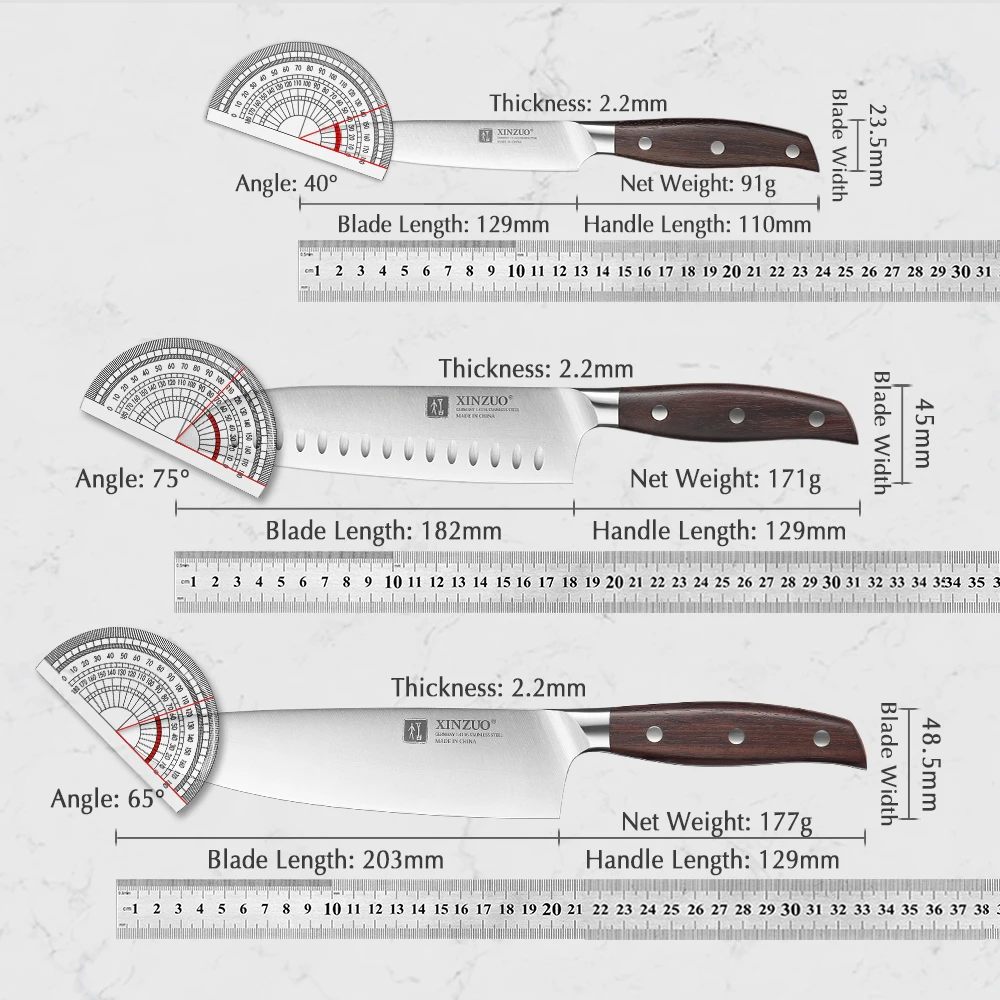 7PCS Kitchen Knife Set Forged German 1.4116 Stainless Steel Sharp Chef Santoku Paring Cleaver Kitchen Scissors Tool Set