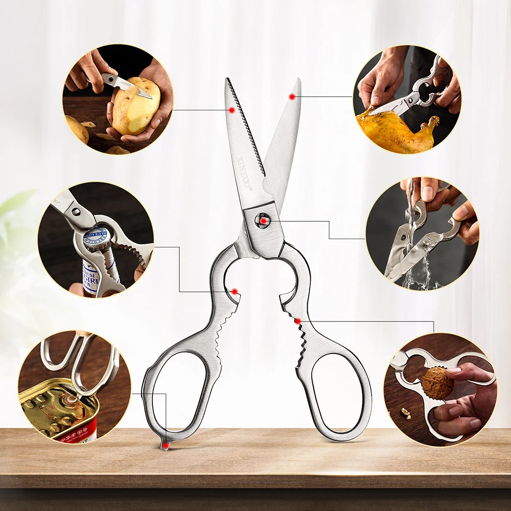 7PCS Kitchen Knife Set Forged German 1.4116 Stainless Steel Sharp Chef Santoku Paring Cleaver Kitchen Scissors Tool Set