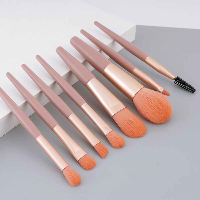 7pcs Makeup Brushes Set Soft Hair Face Powder Highlight Eye Shadow Brush Beginner Pink