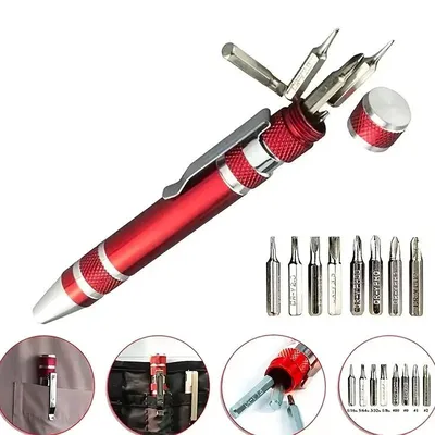 8-in-1 Aluminum Alloy Screwdriver Pen – Changeable Bits For Easy Repairs & Disassembly 8-in-1 Aluminum Alloy Screwdriver Pen – Changeable Bits For Easy Repairs & Disassembly