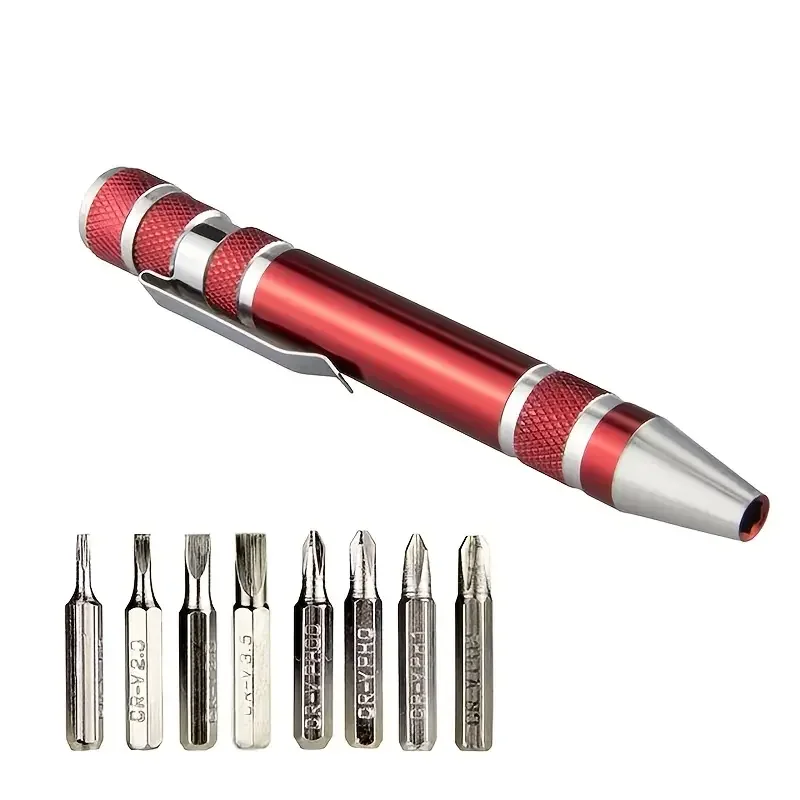 8-in-1 Aluminum Alloy Screwdriver Pen – Changeable Bits For Easy Repairs & Disassembly 8-in-1 Aluminum Alloy Screwdriver Pen – Changeable Bits For Easy Repairs & Disassembly