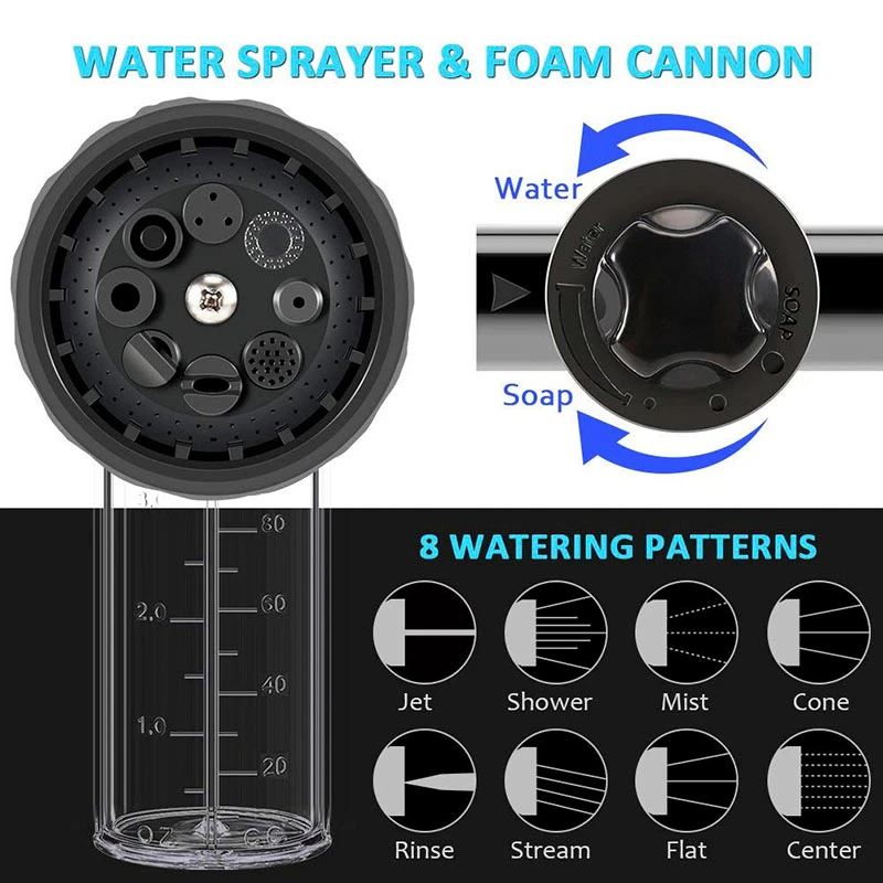 8 In 1 Garden Multi Gun Auto Foam Water Gun Car Washer Water Gun High Pressure Cleaning Car Washing Snow Foam Gun