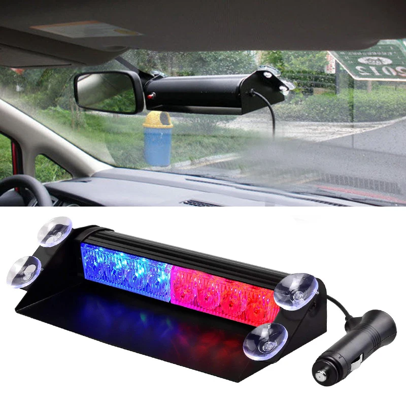 8 LED Police Lights Strobe Light For Car 12V Emergency Signal Lamps Warning Light Auto Truck Flashing Windshield Flash