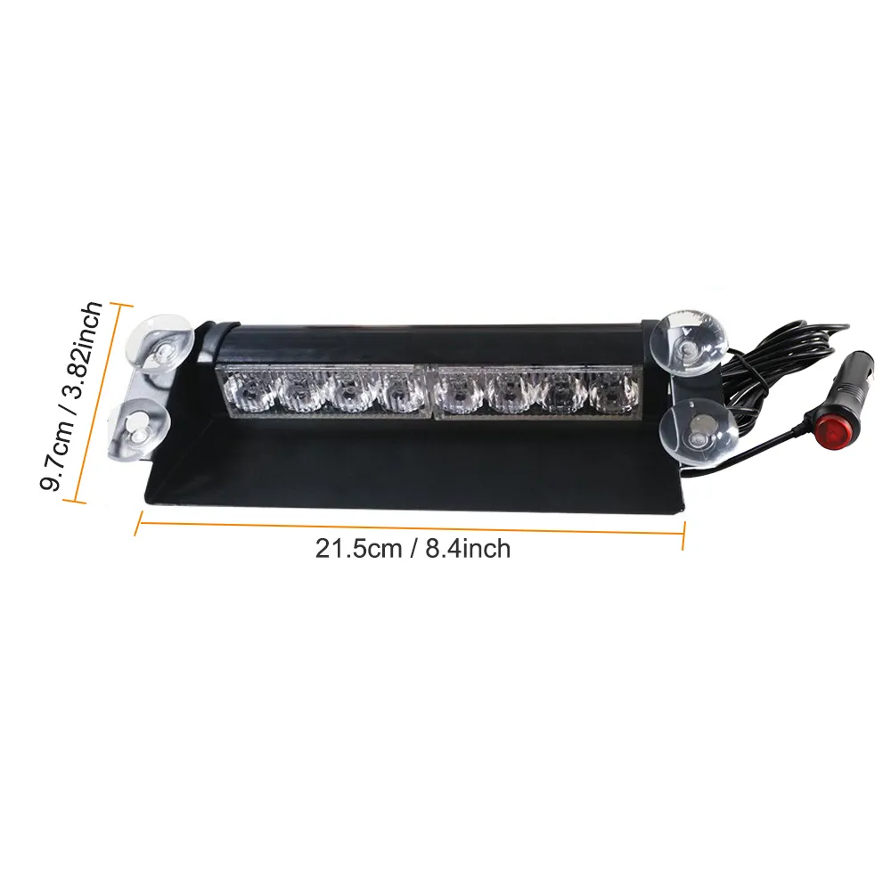8 LED Police Lights Strobe Light For Car 12V Emergency Signal Lamps Warning Light Auto Truck Flashing Windshield Flash