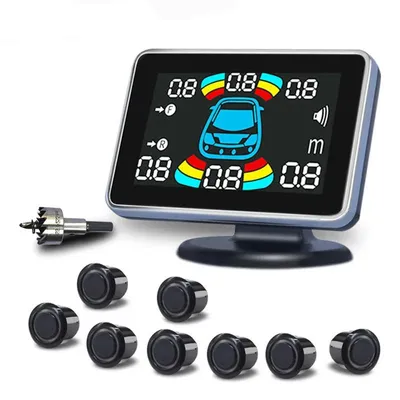 8 Parking Sensor Parktronic Car Automobile Reversing Backup Radar Electronics Rear Auto Detector Backing Assistance Kit