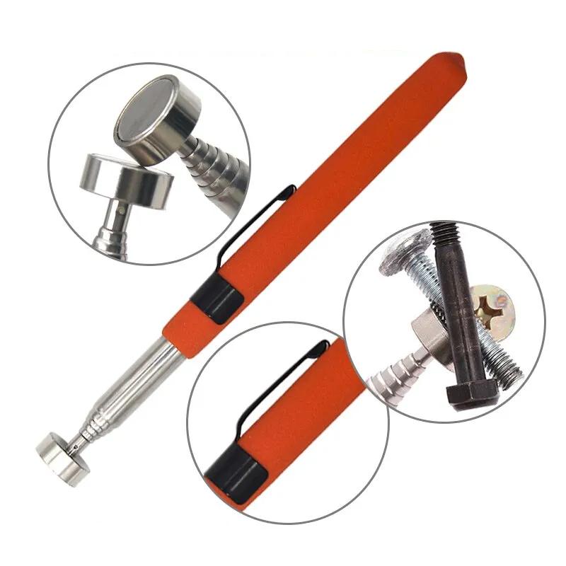 8 Pound Magnetic Retractable Pickup Orange Suction Iron Rod Portable Multifunctional Extractor Pen Clip Automotive