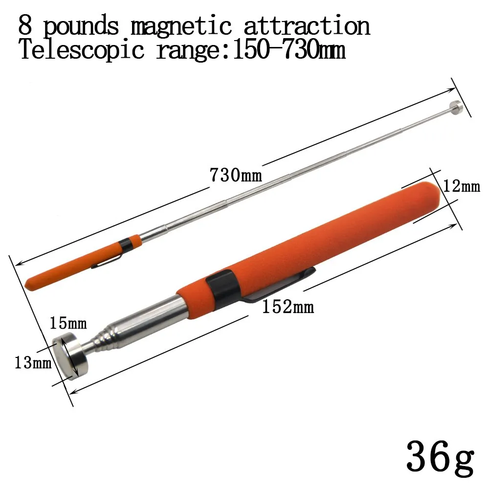 8 Pound Magnetic Retractable Pickup Orange Suction Iron Rod Portable Multifunctional Extractor Pen Clip Automotive 8 Pound Magnetic Retractable Pickup Orange Suction Iron Rod Portable Multifunctional Extractor Pen Clip Automotive