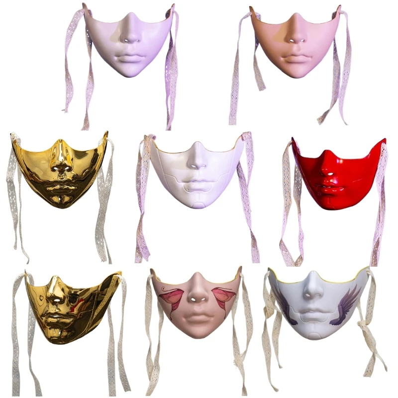 8 Styles Masquerade Beauty Mask Halloween Costume Accessories Women Aesthetics Mask Party Cosplay Prop Half Face Cover