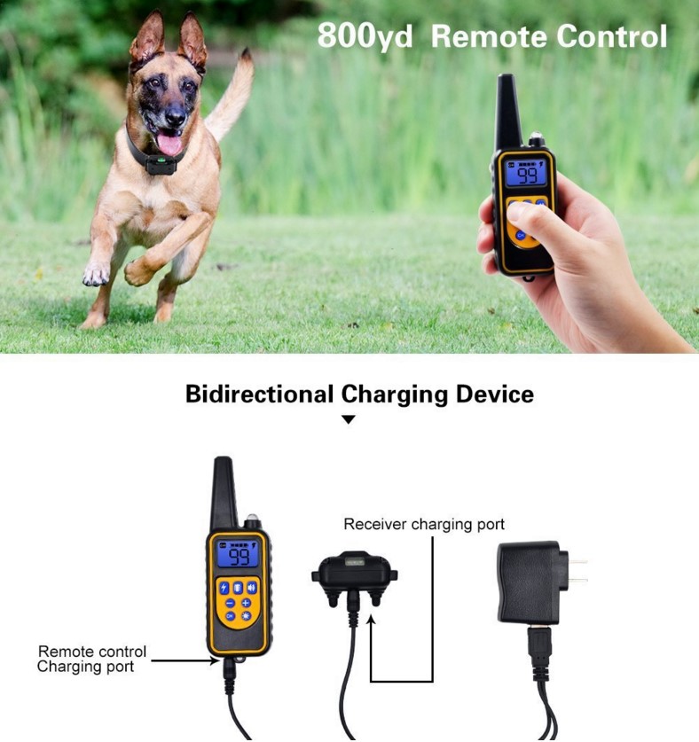 800m Electric Dog Training Collar Waterproof Pet Remote Control Rechargeable training dog collar with Shock Vibration
