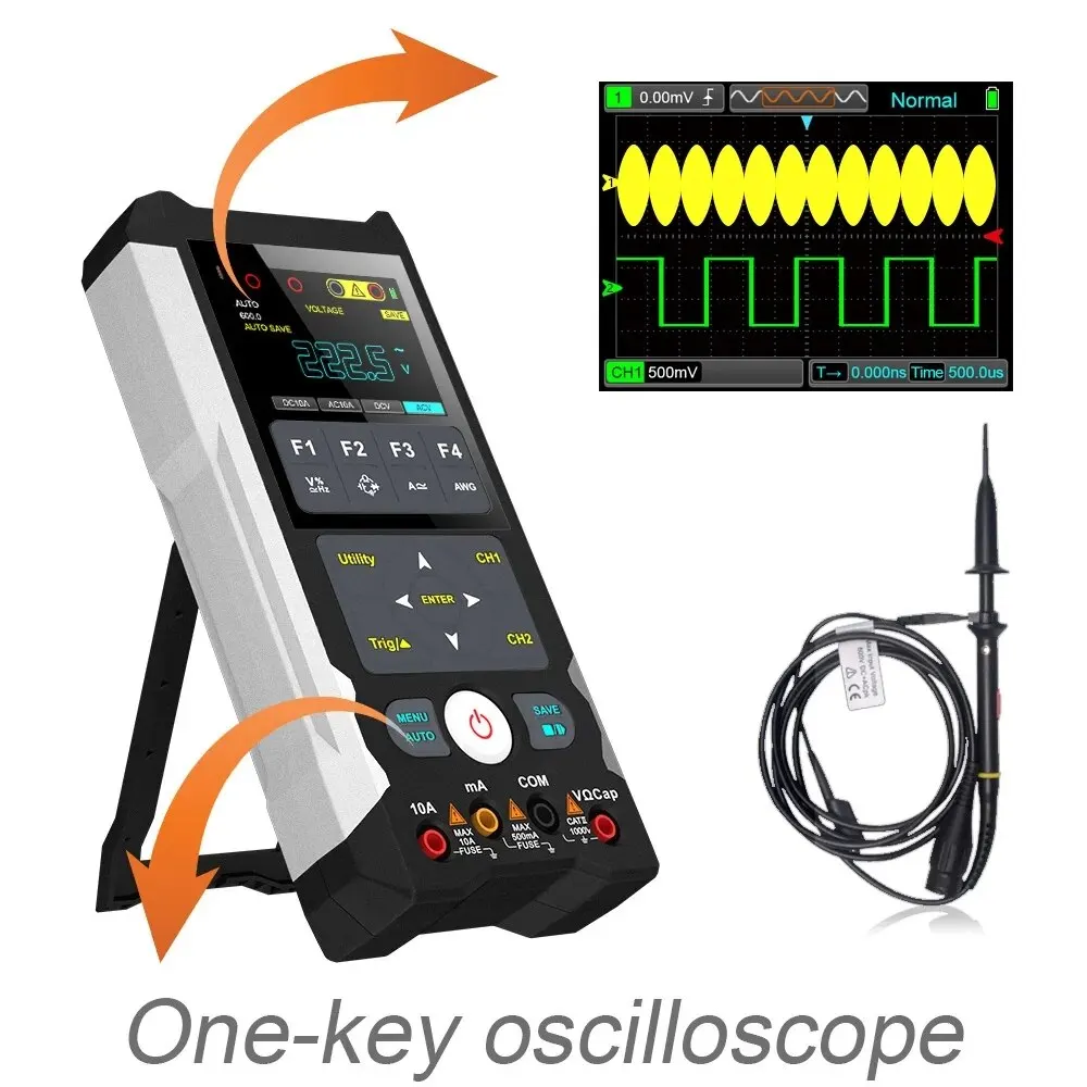 80MHz Oscilloscope 2 Channel True RMS Multimeter Adjustable Signal Generator 3 in 1 for Car Electrical Repair 80MHz Oscilloscope 2 Channel True RMS Multimeter Adjustable Signal Generator 3 in 1 for Car Electrical Repair