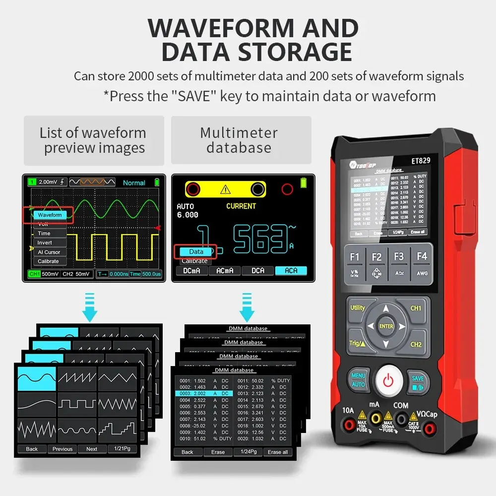 80MHz Oscilloscope 2 Channel True RMS Multimeter Adjustable Signal Generator 3 in 1 for Car Electrical Repair 80MHz Oscilloscope 2 Channel True RMS Multimeter Adjustable Signal Generator 3 in 1 for Car Electrical Repair