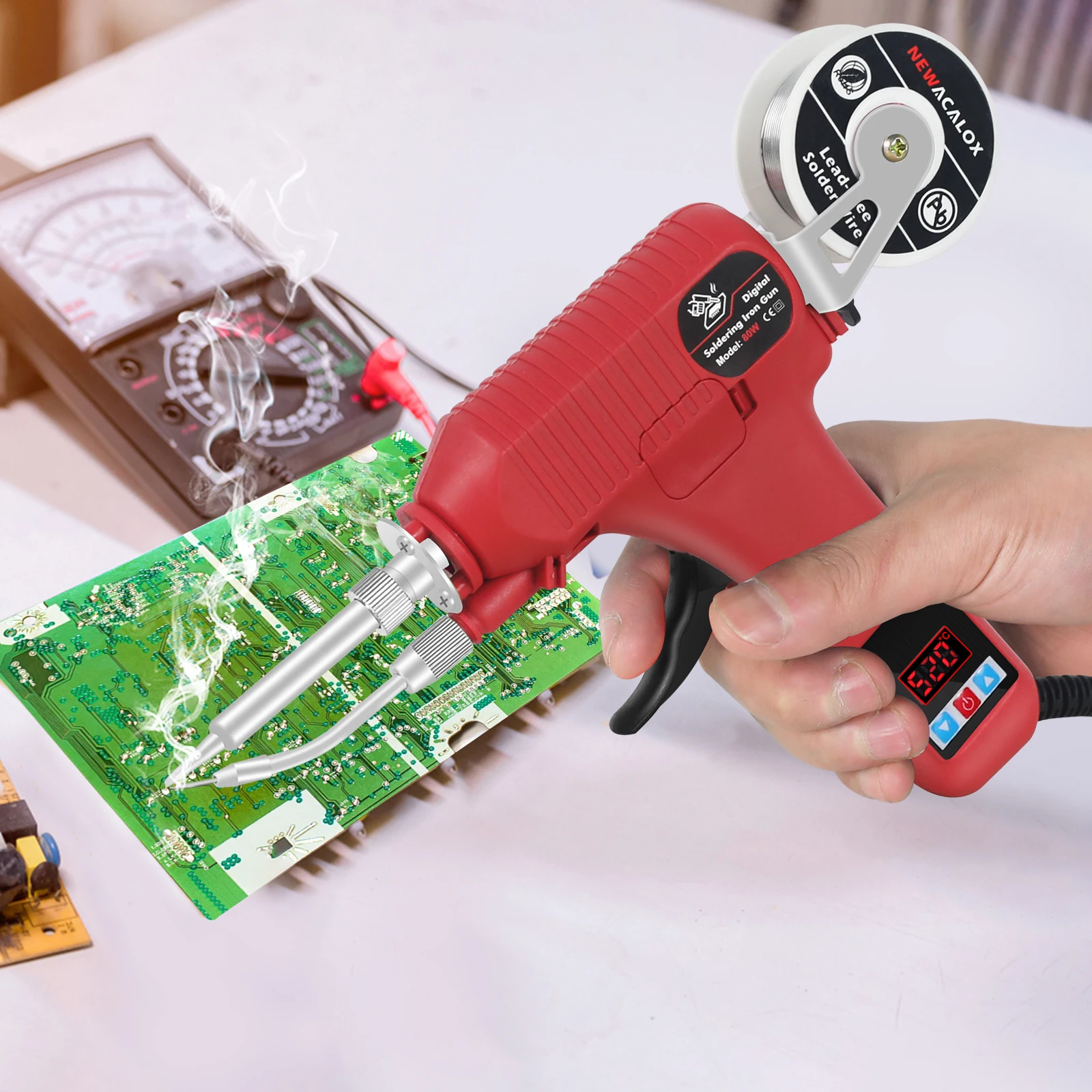 80W Digital Display Soldering Iron Gun 180-520°C Adjustable Temperature Automatic Send Tin Gun Repair DIY Tool 80W Digital Display Soldering Iron Gun 180-520°C Adjustable Temperature Automatic Send Tin Gun Repair DIY Tool