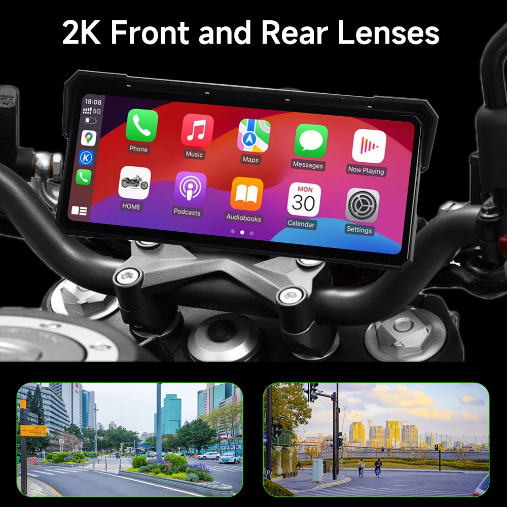 8.1” Motorcycle Multimedia Player 2K HD GPS Navigation Video Recorder Wireless CarPlay Android Auto IPX7 Waterproof 8.1” Motorcycle Multimedia Player 2K HD GPS Navigation Video Recorder Wireless CarPlay Android Auto IPX7 Waterproof