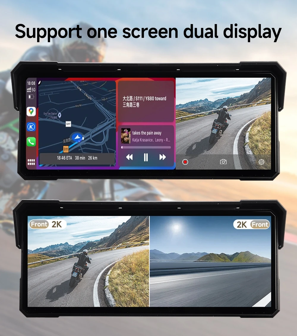 8.1” Motorcycle Multimedia Player 2K HD GPS Navigation Video Recorder Wireless CarPlay Android Auto IPX7 Waterproof 8.1” Motorcycle Multimedia Player 2K HD GPS Navigation Video Recorder Wireless CarPlay Android Auto IPX7 Waterproof