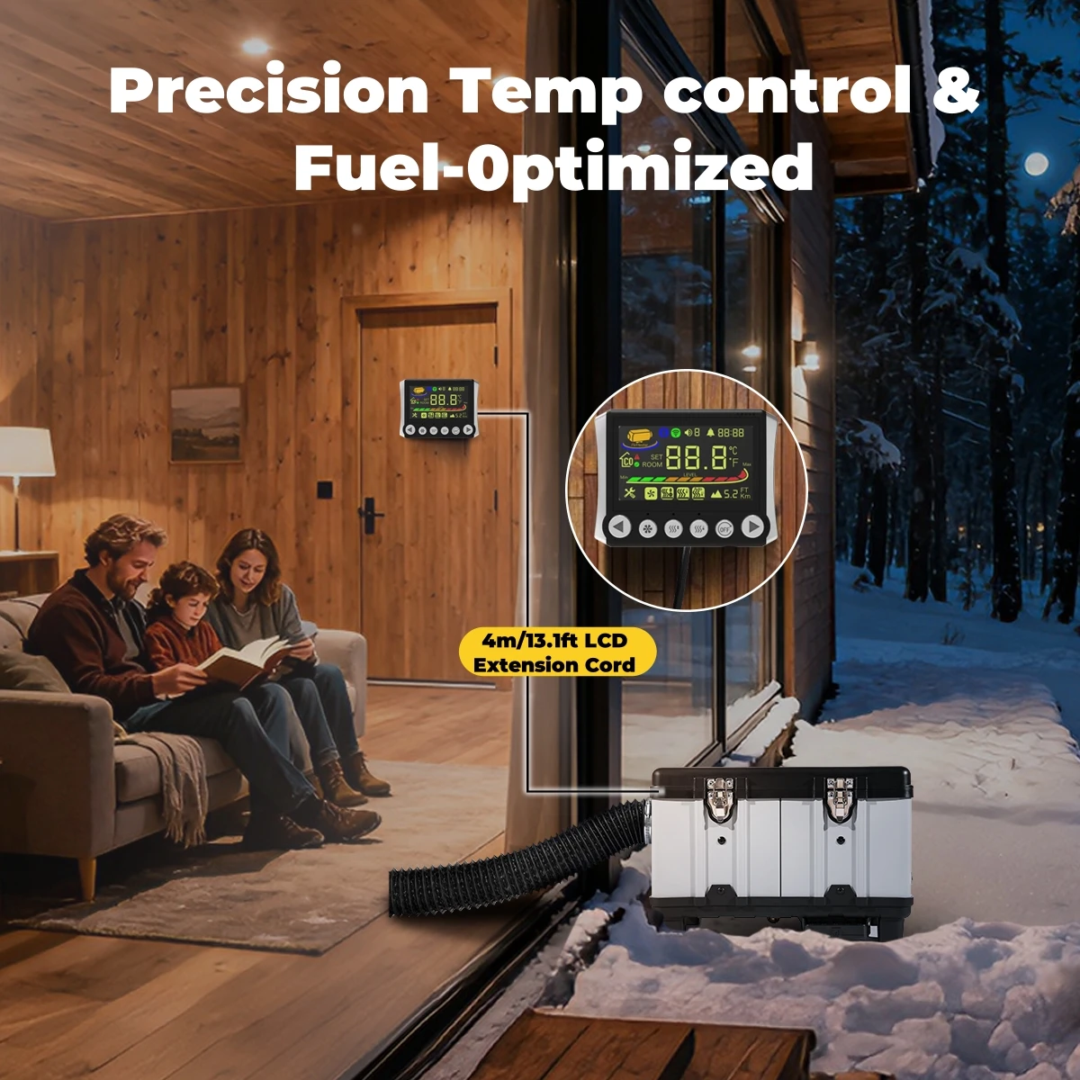 8KW 12V/24V/230V Diesel Air Heater LCD and Bluetooth APP w/ Auto Start-Stop Adaptive Plateau Parking Heater For Car RV