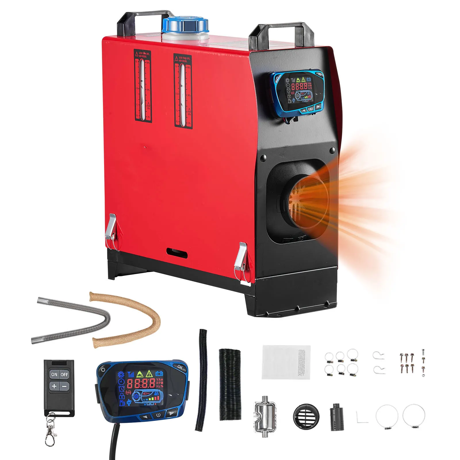 8KW Diesel Air Heater DC12-24V Diesel Parking Heater with Remote Control, Pre-Heating Function, for RV, Truck, Camper