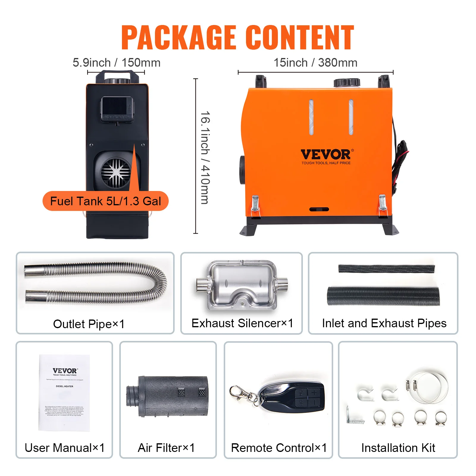 8KW Diesel Air Heater LCD Panel and Remote Control Portable Parking Heater Fast Heating Low Noise for Truck RV Trailer