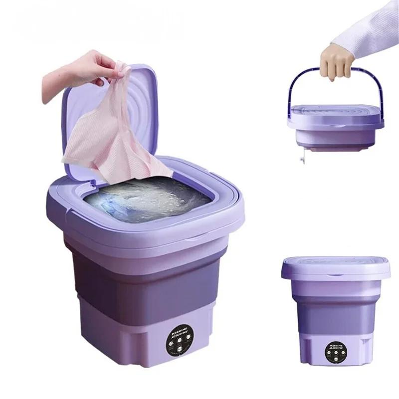 8L Portable Small Foldable Washing Machine with Spin Dryer For Socks Underwear Panties Washer Household Mini Washing