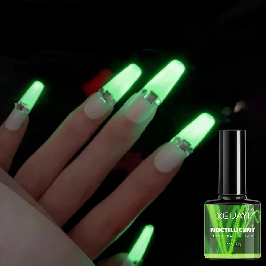 8ml Luminous Top Coat Fluorescent Glow In Dark Gel Nail Polish Semi Permanent Soak Off UV LED Gel Varnish Nail Art