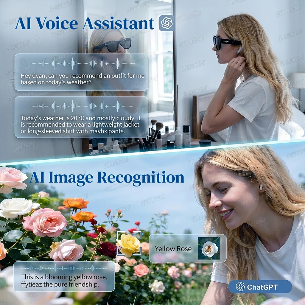 8MP 4K HD Camera AI Glasses Men 3600mAh Power Bank 32G Memory 160+ Translation Glasses Waterproof Smart Sunglasses Women